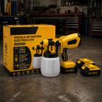 Pistola de Pintura Eléctrica Inalámbrica 1200ml BiVolt con Picos Especiales + REGALO: 2 Baterías de Repuesto